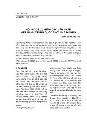 Mối giao lưu giữa các văn nhân Việt Nam - Trung quốc thời nhà đường