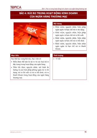 Ngân hàng thương mại - Bài 4: Rủi ro trong hoạt động kinh doanh của ngân hàng thương mại