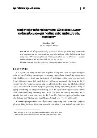 Nghệ thuật trào phúng trong văn xuôi bulgakov những năm 1920 qua “những cuộc phiêu lưu của chichikov”