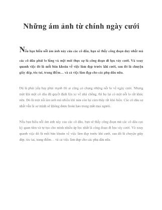 Những ám ảnh từ chính ngày cưới