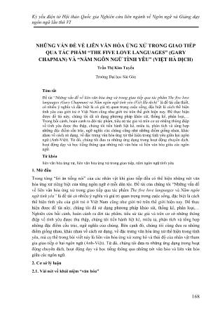 Những vấn đề về liên văn hóa ứng xử trong giao tiếp qua tác phẩm “the five love languages” (gary chapman) và “năm ngôn ngữ tình yêu"