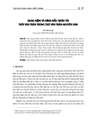 Quan niệm về hình mẫu nhân tài thời Vãn Trần Phong thơ văn Trần Nguyên Đán