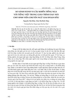 So sánh hành vi cầu khiến tiếng Nga với tiếng Việt trong giáo trình dạy nói cho sinh viên chuyên ngữ giai đoạn đầu