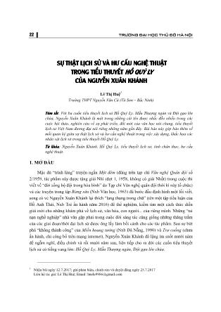 Sự thật lịch sử và hư cấu nghệ thuật trong tiểu thuyết Hồ Quý Li của Nguyễn Xuân Thành