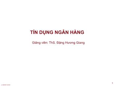 Tín dụng ngân hàng - Bài 5: Quy trình cho vay của các ngân hàng thương mại Việt Nam