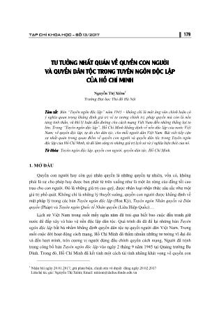 Tư tưởng nhất quán về quyền con người và quyền dân tộc trong tuyên ngôn độc lập của Hồ Chí Minh