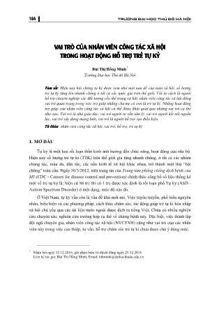 Vai trò của nhân viên công tác xã hội trong hoạt động hỗ trợ trẻ tự kỉ