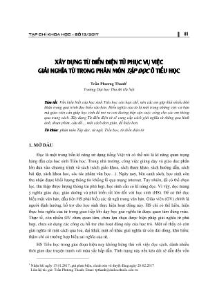 Xây dựng từ điển điện tử phục vụ việc giải nghĩa từ trong phân môn tập đọc ở Tiểu học