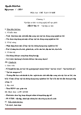 Giáo án Công nghệ Lớp 11 - Học kì 2 - Nguyễn Nhật Bình