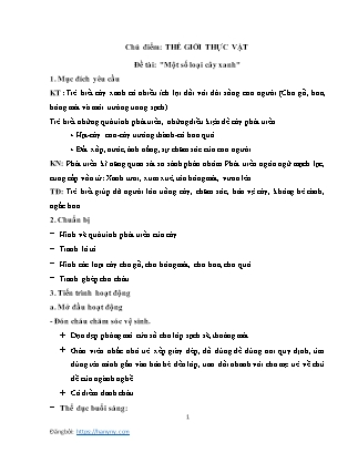 Giáo án Mầm non - Thế giới thực vật: Một số loại cây xanh