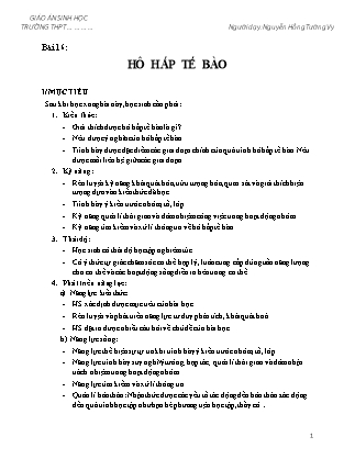 Giáo án môn Sinh học Lớp 10 - Bài 16: Hô hấp tế bào - Nguyễn Hồng Tường Vy