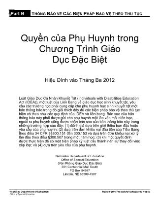 Quyền của phụ huynh trong chương trình giáo dục đặc biệt