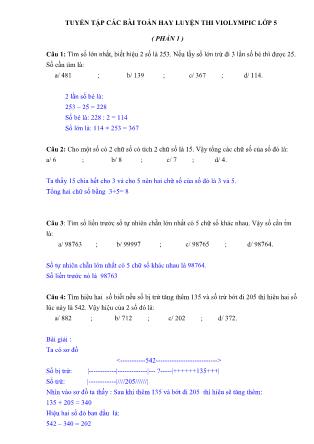 Tuyển tập các bài toán hay luyện thi Violympic Lớp 5