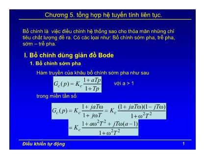 Bài giảng Điều khiển tự động - Chương 5: Tổng hợp hệ tuyến tính liên tục