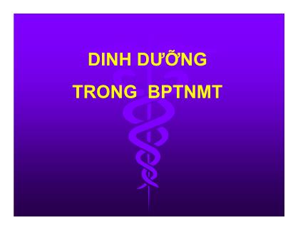 Bài giảng Dinh dưỡng trong BPTNMT