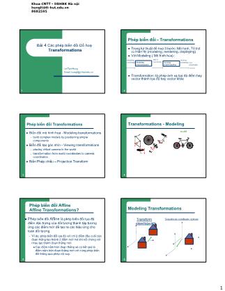 Bài giảng Đồ họa và hiện thực ảo - Lesson 4: Các phép biến đổi Đồ hoạ