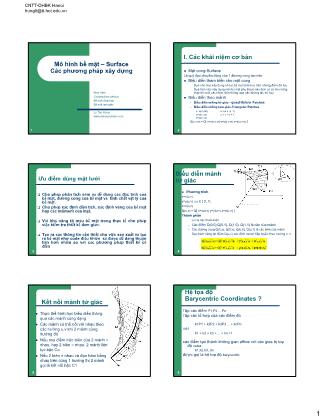 Bài giảng Đồ họa và hiện thực ảo - Lesson 8: Mô hình bề mặt – Surface Các phương pháp xây dựng