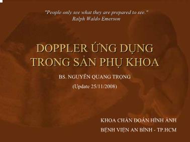 Bài giảng Doppler ứng dụng trong sản phụ khoa - Nguyễn Quang Trọng