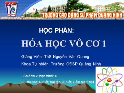 Bài giảng Hóa học vô cơ 1 - Bài 3: Nước - Nguyễn Văn Quang