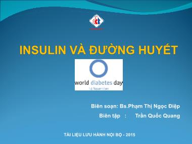 Bài giảng Insulin và đường huyết - Phạm Thị Ngọc Điệp