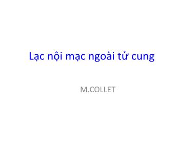 Bài giảng Lạc nội mạc ngoài tử cung