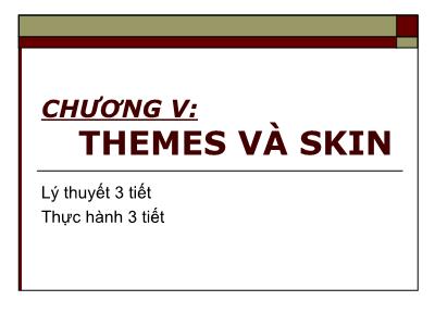 Bài giảng Phát triển web nâng cao - Chương V: Themes và skin
