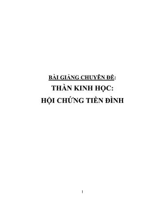 Bài giảng Thần kinh học: Hội chứng tiền đình