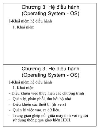 Bài giảng Tin học cơ sở - Chương 3: Hệ điều hành (Operating System - OS) - Học viện Nông nghiệp Việt Nam