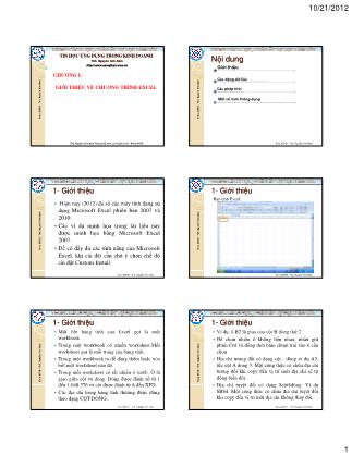Bài giảng Tin học ứng dụng trong kinh doanh - Chương I: Giới thiệu về chương trình excel - Nguyễn Kim Nam