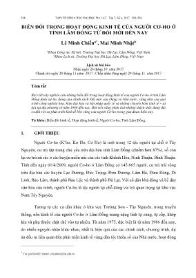 Biến đổi trong hoạt động kinh tế của người Cơ-ho ở tỉnh Lâm Đồng từ đổi mới đến nay