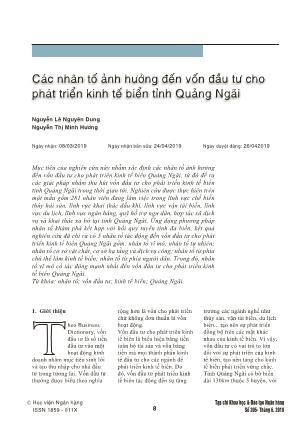 Các nhân tố ảnh hưởng đến vốn đầu tư cho phát triển kinh tế biển tỉnh Quảng Ngãi