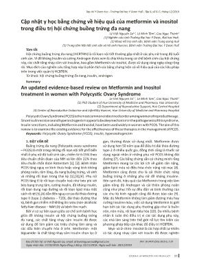 Cập nhật y học bằng chứng về hiệu quả của metformin và inositol trong điều trị hội chứng buồng trứng đa nang
