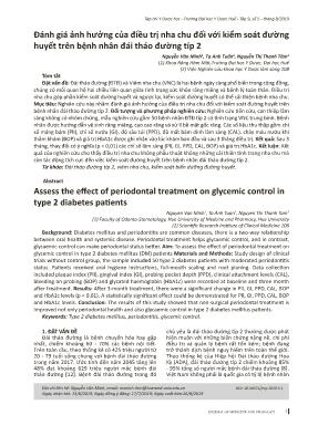 Đánh giá ảnh hưởng của điều trị nha chu đối với kiểm soát đường huyết trên bệnh nhân đái tháo đường típ 2