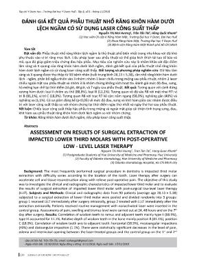 Đánh giá kết quả phẫu thuật nhổ răng khôn hàm dưới lệch ngầm có sử dụng laser công suất thấp