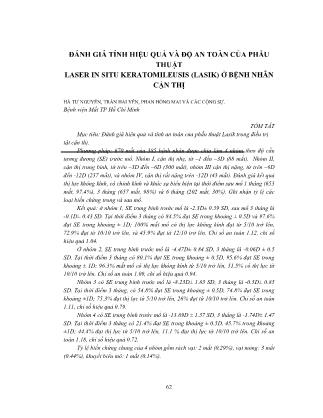 Đánh giá tính hiệu quả và độ an toàn của phẫu thuật Laser in situ keratomileusis (LASIK) ở bệnh nhân cận thị