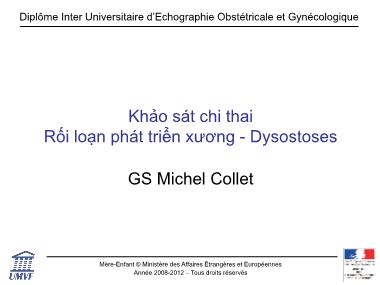 Đề tài Khảo sát chi thai Rối loạn phát triển xương - Dysostoses