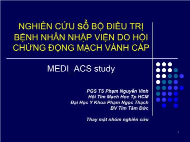 Đề tài Nghiên cứu sổ bộ điều trị bệnh nhân nhập viện do hội chứng động mạch vành cấp