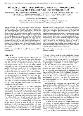 Đề xuất cải tiến thuật toán điều khiển hệ thống điều tốc nhà máy thủy điện Srêpốk 3 ứng dụng logic mờ