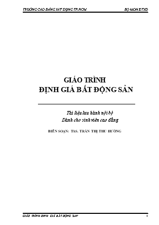 Giáo trình Định giá bất động sản - Trần Thị Thu Hường