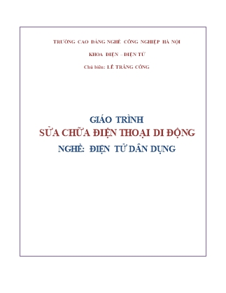 Giáo trình Sửa chữa điện thoại di động - Lê Trâng Công