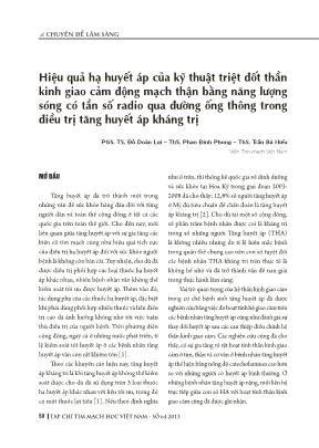 Hiệu quả hạ huyết áp của kỹ thuật triệt đốt thần kinh giao cảm động mạch thận bằng năng lượng sóng có tần số radio qua đường ống thông trong điều trị tăng huyết áp kháng trị