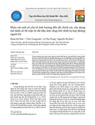 Khảo sát một số yếu tố ảnh hưởng đến độ chính xác xây dựng mô hình số bề mặt từ dữ liệu ảnh chụp bởi thiết bị bay không người lái