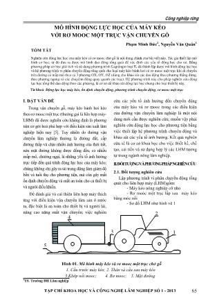 Mô hình động lực học của máy kéo với Rơ Mooc một trục vận chuyển gỗ