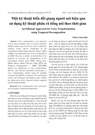 Một kỹ thuật biến đổi giọng người nói hiệu quả sử dụng kỹ thuật phân rã tiếng nói theo thời gian