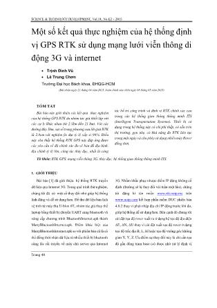 Một số kết quả thực nghiệm của hệ thống định vị GPS RTK sử dụng mạng lưới viễn thông di động 3G và Internet