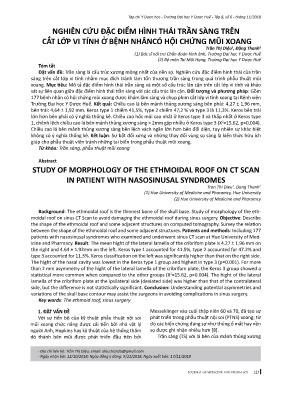 Nghiên cứu đặc điểm hình thái trần sàng trên cắt lớp vi tính ở bệnh nhân có hội chứng mũi xoang