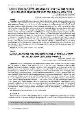 Nghiên cứu đặc điểm lâm sàng và hình thái của dị hình vách ngăn ở bệnh nhân viêm mũi xoang mạn tính