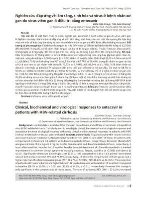 Nghiên cứu đáp ứng về lâm sàng, sinh hóa và virus ở bệnh nhân xơ gan do virus viêm gan B điều trị bằng entecavir