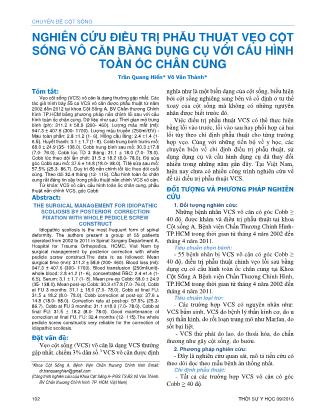 Nghiên cứu điều trị phẫu thuật vẹo cột sống vô căn bằng dụng cụ với cấu hình toàn ốc chân cung