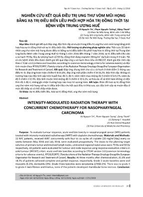 Nghiên cứu kết quả điều trị ung thư vòm mũi họng bằng xạ trị điều biến liều phối hợp hóa trị đồng thời tại Bệnh viện Trung ương Huế